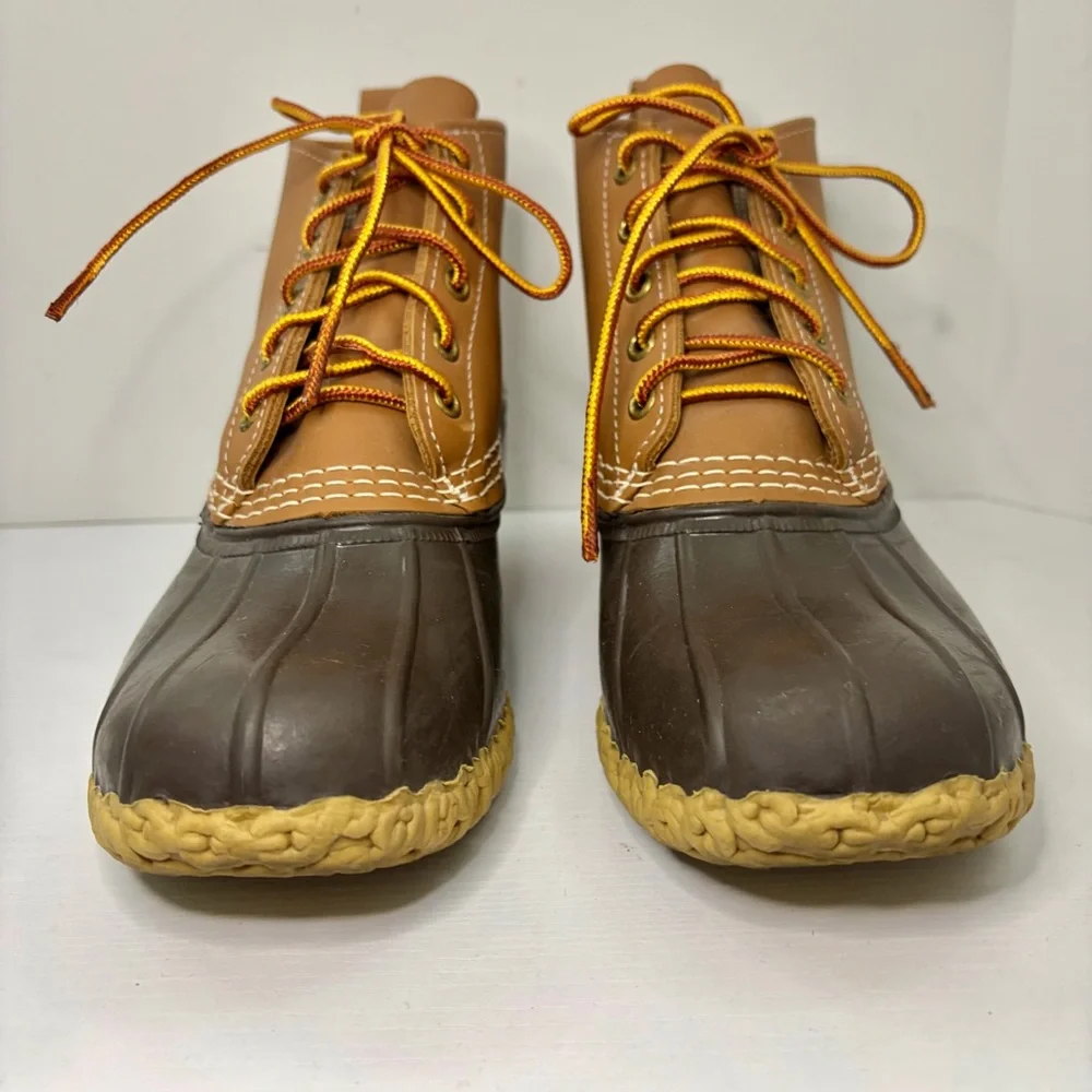 L.L. Bean Classic Bean Boot Tan Leather Brown Lace Up Waterproof Boots Size 7